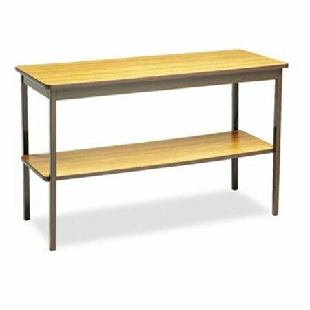 BARRICKS MFG CO Barricks, Utility Table With Bottom Shelf, Rectangular, 48w X 18d X 30h, Oak/brown UTS1848LQ